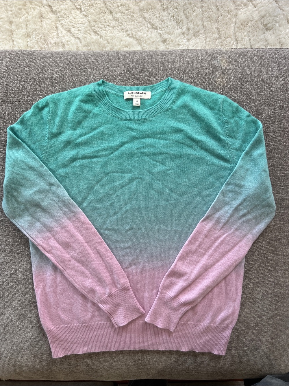 Autograph Women’s Teal to Pink Ombre Crewneck Sweater